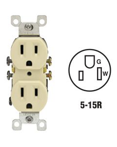 Leviton 15A Ivory Shallow Grounded 5-15R Duplex Outlet