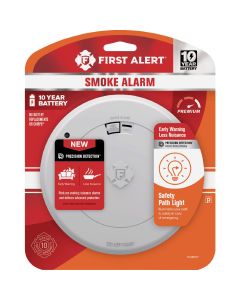 First Alert 10-Year Battery Photoelectric Smoke Alarm with Safety Path Light