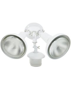 White Motion Sensing Dusk To Dawn Incandescent Floodlight Fixture