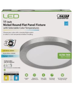 Feit Electric Edge-Lit 11 In. Nickel Round 4-Way LED Flush Mount Light