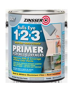 Zinsser Bulls Eye 1-2-3 Water-Base Interior/Exterior Stain Blocking Primer, Gray, 1 Gal.
