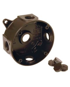 Bell 4 In. 5-Outlet 1/2 In. Bronze Weatherproof Outdoor Round Box, Shrink Wrapped