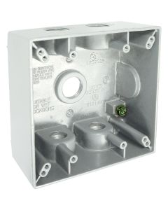 Bell 2-Gang 1/2 In. 5-Outlet White Aluminum Weatherproof Outdoor Outlet Box, Shrink Wrapped