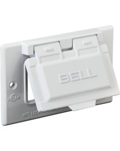 Bell Single Gang Rectangular Aluminum White GFCI Outdoor Box Cover