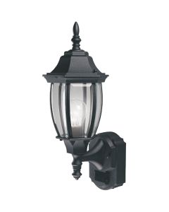 Heath Zenith Black Incandescent Dusk-To-Dawn/Motion Activated Outdoor Wall Light Fixture