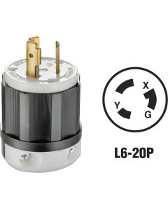 Leviton 20A 250V 3-Wire 2-Pole Industrial Grade Locking Cord Plug