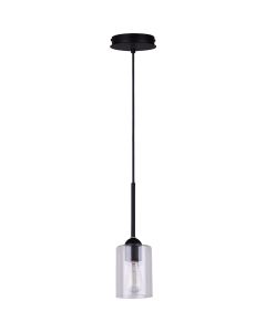 Home Impressions 1-Bulb Black Incandescent Cord Pendant Light Fixture, Clear Glass