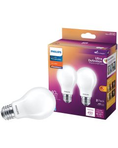 Philips Ultra Definition Warm Glow 40W Equivalent Soft White A19 Medium LED Light Bulb (2-Pack)