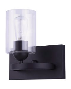 Home Impressions 1-Bulb Matte Black Vanity Bath Light Fixture with Easy Connect