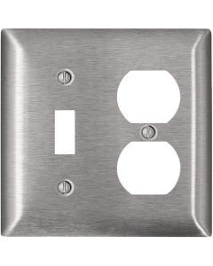 Leviton 2-Gang Stainless Steel Single Toggle/Duplex Magnetic C-Series Wall Plate, Stainless Steel