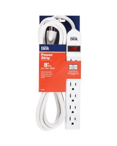 Do it Best Extra Reach 6-Outlet White Power Strip with 8 Ft. Cord