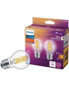 Philips Ultra Definition 60W Equivalent Soft White G16.5 Medium LED Decorative Light Bulb (2-Pack)