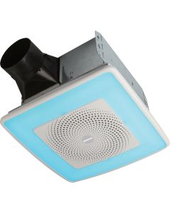 Broan ChromaComfort 110 CFM 1.5 Sones 120V Bath Exhaust Fan with LED Light & Sensonic Bluetooth Speaker