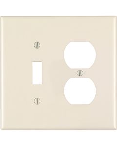 Leviton Mid-Way 2-Gang Thermoplastic Nylon Single Toggle/Duplex Outlet Wall Plate, Light Almond