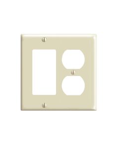 Leviton 2-Gang Smooth Plastic Single Rocker/Duplex Outlet Wall Plate, Ivory