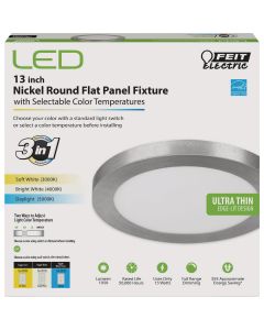 Feit Electric Edge-Lit 13 In. Nickel Round 4-Way LED Flush Mount Light