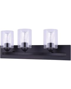 Home Impressions 3-Bulb Matte Black Vanity Bath Light Fixture with Easy Connect