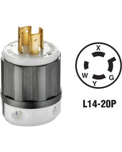 Leviton 20A 125V/250V 4-Wire 3-Pole Industrial Grade Locking Cord Plug