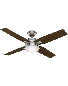Hunter Mercado 50 In. Brushed Nickel Ceiling Fan with Light Kit and Handheld Remote Control