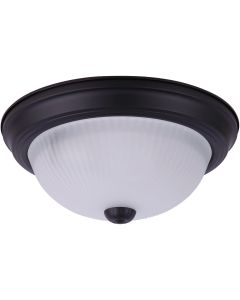 Home Impressions 11 In. Matte Black Flush Mount, Frosted Glass