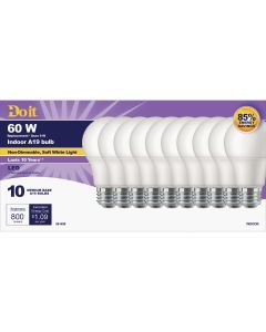 Do it 60W Equivalent Soft White A19 Medium LED Light Bulb (10-Pack)