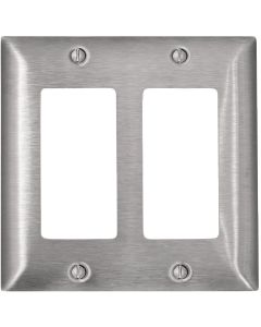 Leviton Decora 2-Gang Stainless Steel Rocker Magnetic C-Series Decorator Wall Plate, Stainless Steel