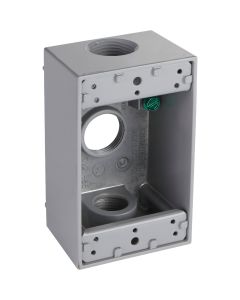 Bell Single Gang 3/4 In. 3-Outlet Gray Aluminum Weatherproof Outdoor Outlet Box
