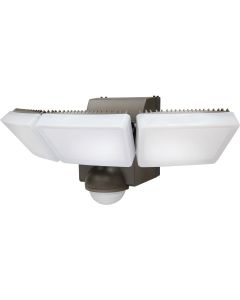 IQ America Bronze 1200 Lm. LED Motion Sensing Battery Operated 3-Head Security Light Fixture
