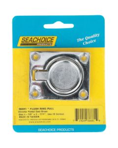 Seachoice 1-7/8 In. x 2-1/2 In. Chrome-Plated Brass Square Flush Hatch Ring Pull
