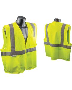 Safety Works Professional ANSI Class 2 Hi Vis Lime Mesh Safety Vest, 1 Size Fits Most