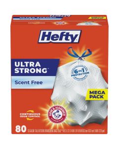 Hefty Ultra Strong 13 Gal. Scent Free Tall Kitchen White Trash Bag (80-Count)