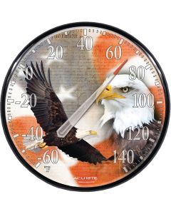 Acurite 12.5 In. Dia. Plastic Dial Eagle/Flag Indoor & Outdoor Thermometer