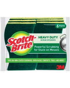 3M Scotch-Brite 4.5 In. x 2.7 In. Green Heavy Duty Scrub Heavy Duty Sponge (6-Count)