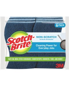 3M Scotch-Brite 4.4 In. x 2.6 In. Blue Scratch Free Scrub Sponge (6-Count)