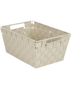 Home Impressions 10 In. W. x 6.75 In. H. x 14 In. L. Woven Storage Basket with Handles, Beige