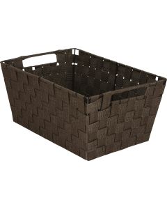 Home Impressions 10 In. W. x 6.75 In. H. x 14 In. L. Woven Storage Basket with Handles, Brown