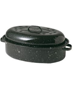 GraniteWare 15 In. Black Covered Oval Roaster