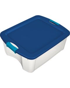 Sterilite 12 Gal. Clear Base with Blue Latch & Carry Storage Tote