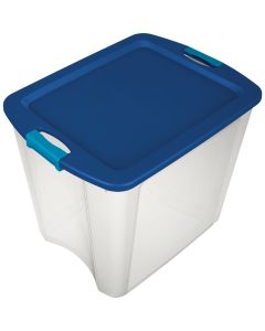 Sterilite 26 Gal. Clear Base with Blue Latch & Carry Storage Tote