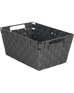 Home Impressions 10 In. W. x 6.75 In. H. x 14 In. L. Woven Storage Basket with Handles, Gray