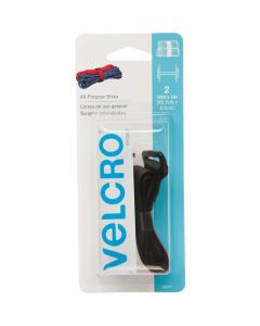 VELCRO Brand 1 In. x 18 In. Black All-Purpose Hook & Loop Strap (2 Ct.)