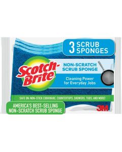 3M Scotch-Brite 4.4 In. x 2.6 In. Blue Scratch Free Scrub Sponge (3-Count)