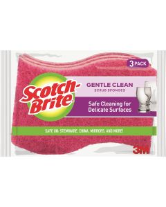 3M Scotch-Brite 4.4 In. x 2.6 In. Pink Delicate Scrub Sponge (3-Count)