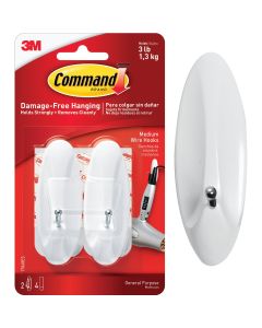 Command 1-1/8 In. x 3-1/8 In. Wire Adhesive Hook (2 Pack)