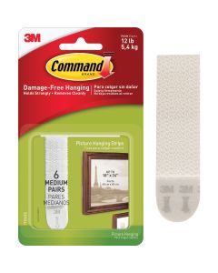 Command 3/4 In. x 2-3/4 In. White Interlocking Picture Hanger (12 Count)