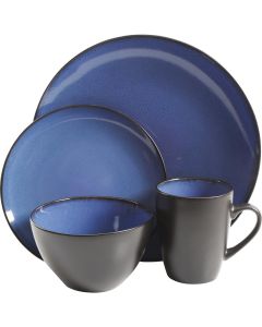 Gibson Home Soho Lounge Round Blue/Gray Stoneware Dinnerware Set (16-Piece)