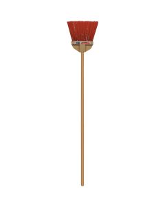 Bruske 9 In. W. x 37 In. L. Wood Handle Flared Lobby Household Broom, Brown Bristles