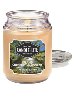 Candle Lite 18 Oz. Everyday Island Coconut Mahogany Jar Candle