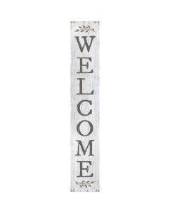 My Word! Welcome White with Sprigs 8 In. x 46.5 In. Porch Board