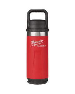 Milwaukee PackOut 18 Oz. Red Insulated Bottle with Chug Lid